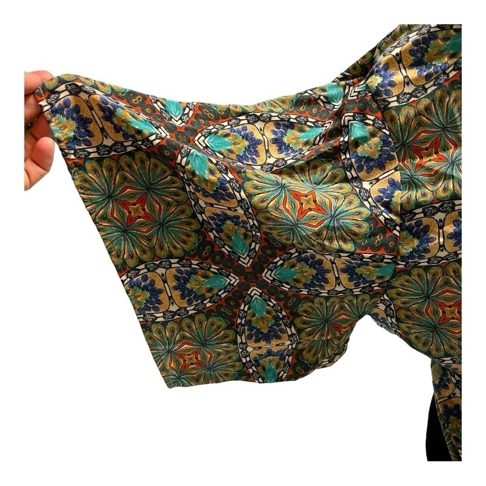 Black Bead Bohemian Kimono Sleeve Tie Waist Top M. Tie Front NWT - Picture 8 of 11